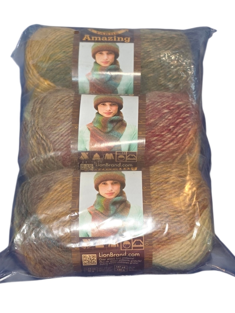 Lion Brand Amazing Yarn Strawberry Fields #211 Lot of 3 Discontinued Wool Blend